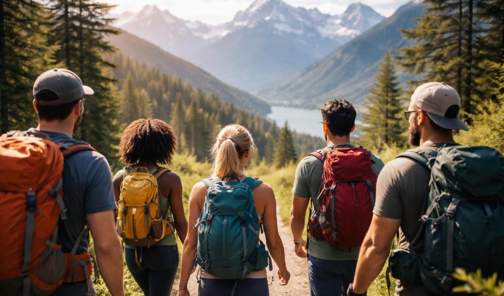 personnes-dos-randonnee-montagnes-sentier