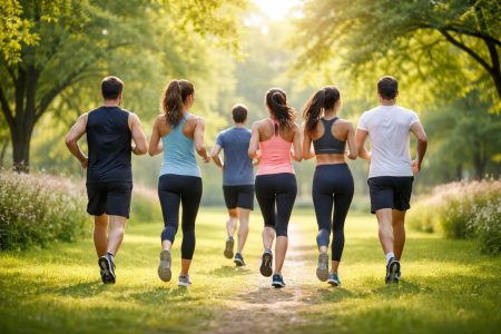 groupe-coureurs-parc-ensoleille-arbres