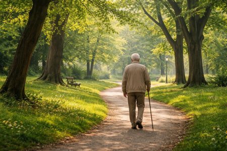homme-senior-marche-parc-verdoyant