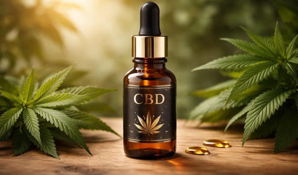 flacon-cbd-table-feuilles-chanvre