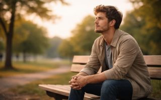 personne-banc-arbres-ciel-degage