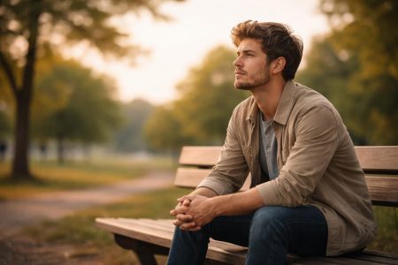 personne-banc-arbres-ciel-degage