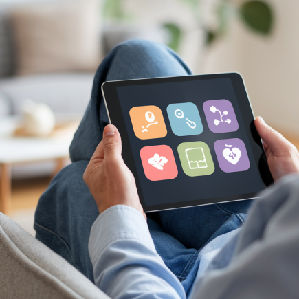 personne-tablette-salon-moderne-applications-sante